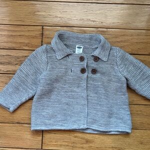 Old Navy 3-6 months gray knit baby cardigan with brown buttons